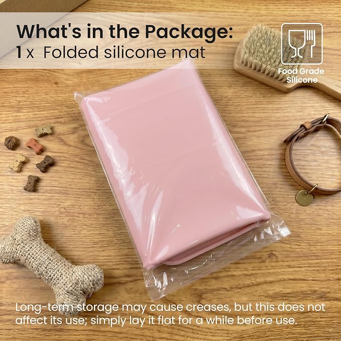 Silicone Pet Feeding Mat, 26x26 Inch Waterproof Dog Bowl Mat – Non-Slip, Machine Washable, Thin 0.28 Inch Edge for Messy Eaters, Protects Hardwood & Tile Floors, Pink