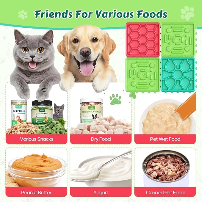 Dog Lick Mat for Training and Boredom Relief, Non-Slip Slow Feeder Puzzle with Suction Cups for All Breed Dogs and Cats, Dishwasher Safe Pet Dish for Dry and Wet Food