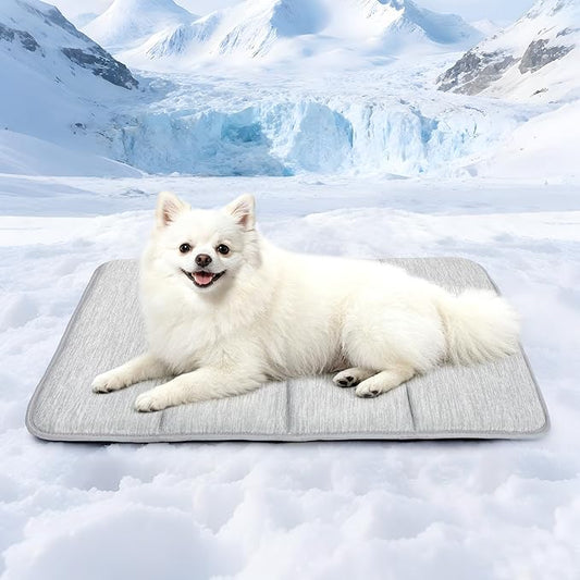 Dog Cooling Mat for Large Dogs – 24"x18" Orthopedic Memory Foam Pad for Summer, Hot Weather & Joint Relief | Washable, Non-Slip Crate Mat for Senior Dogs, Travel & Home(Grey)