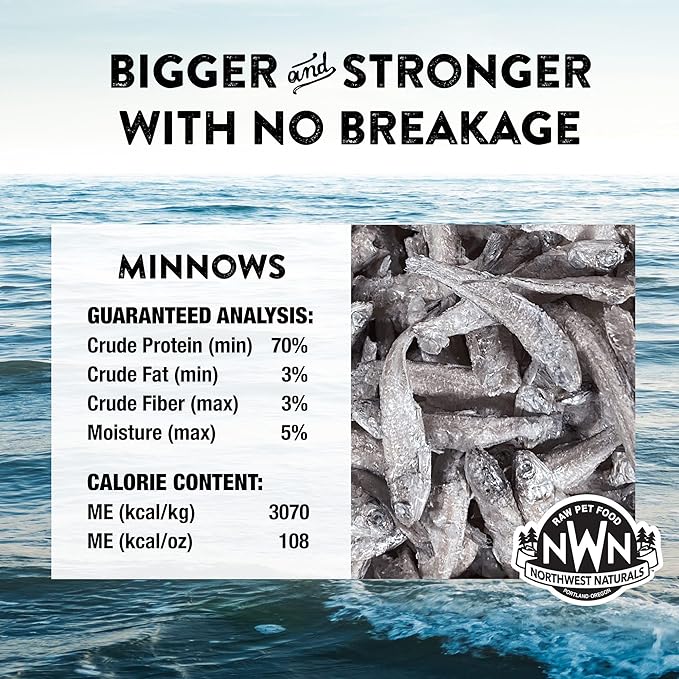 Northwest Naturals Raw Rewards Freeze-Dried Treats - Chicken Hearts (3 oz) & Minnows (1 oz) Treats for Dogs & Cats - Healthy, 1 Ingredient, Human Grade Ingredients, All Natural