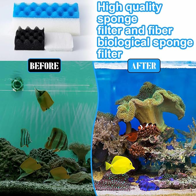 Threlaco 24 Pcs Compatible with Fluval 406/407 Aquarium Filters Sponge Set, Including Foam Pad, Water Polishing Pad, Foam Max, for Replacement Filter Media (Compatible with Fluval 406/407)