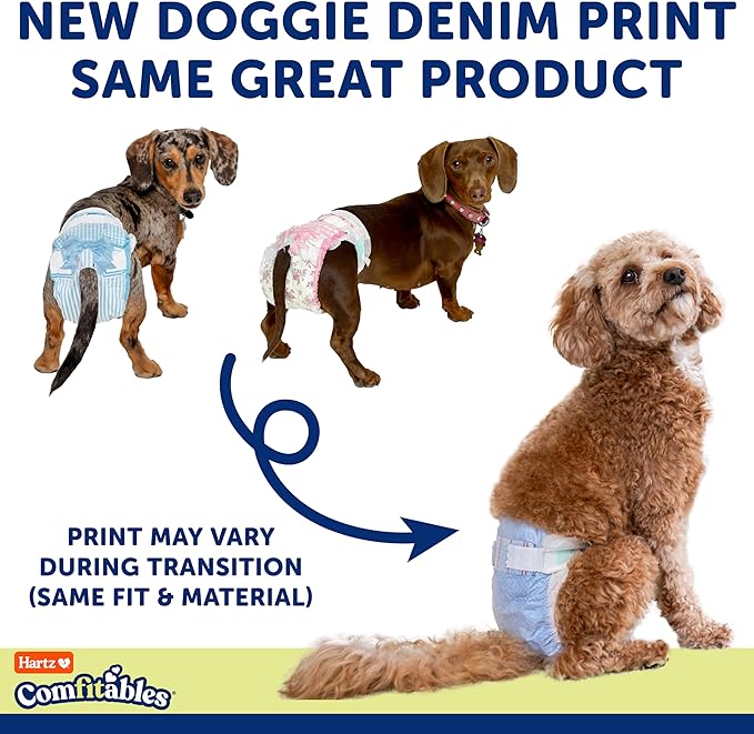 Hartz Comfitables Disposable Dog Diapers, Size XXS 42 count, Comfortable & Secure Fit, Easy to Put On, Super Absorbent Male and Female Diaper