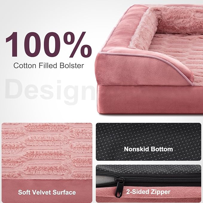 FURTIME Orthopedic Large Dog Bed, XL Waterproof Dog Beds, 42x35x6.5 Supportive Foam Pet Couch Bed with Removable Washable Cover and Nonskid Bottom