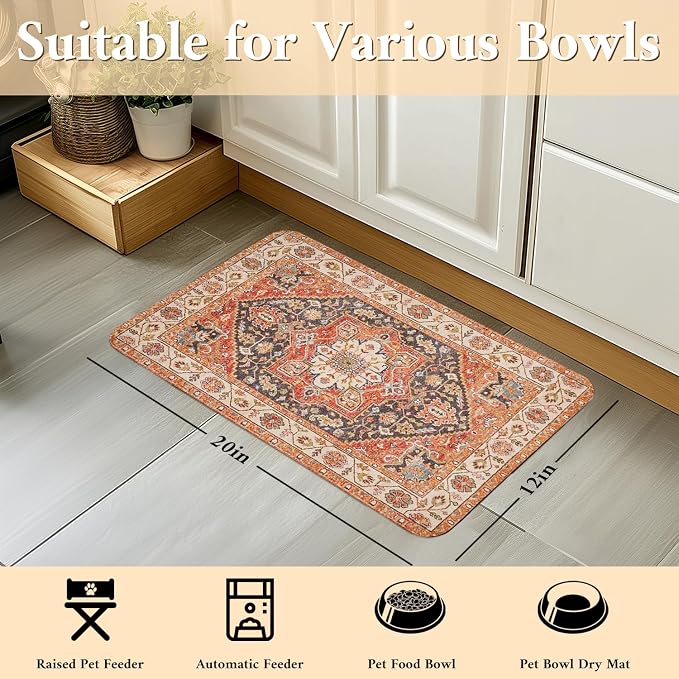 Dog Food Mat for Floors Waterproof Quick Dry Pet Placemat Cat Feeding Bowls Mats for Food and Water, Eco-Friendly Dog Accessories Diatomite Pets Supplies 12" X 20"
