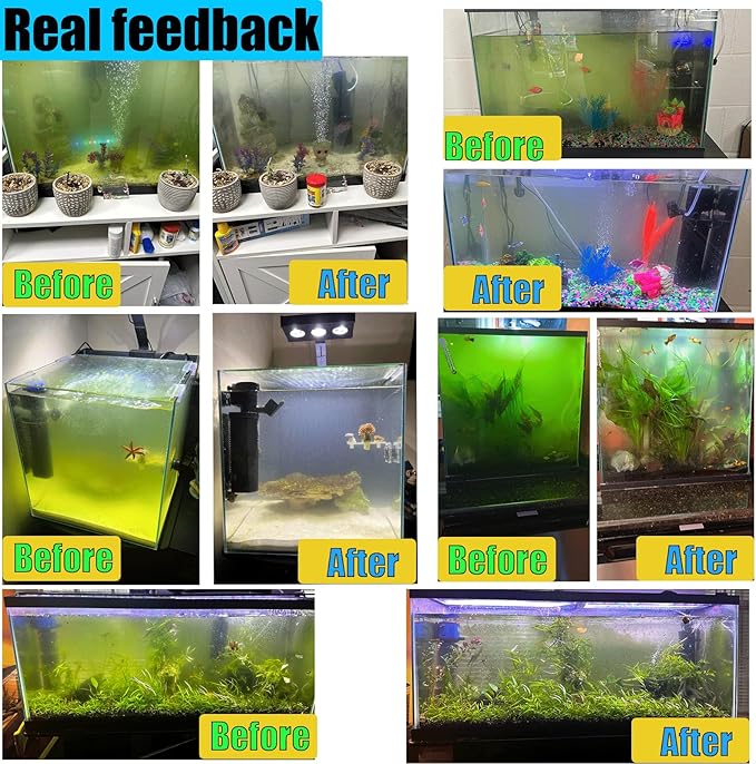coospider-repta 200GPH Aquarium Filter, U-V for Aquarium for 20-75 Gal Tank, Submersible Pump Filter for Green Water and Algae Clean, Ultra-Silent Green Killing Machine with Fish Tank Deodorization