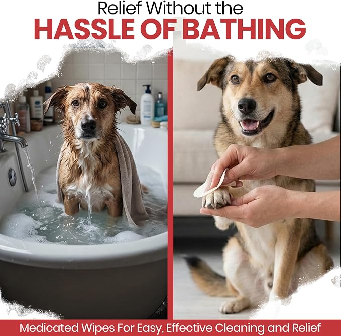 Chew + Heal Labs Dog Paw Wipes Antibacterial 100 Count - Antifungal Wipes for Dogs with 2% Chlorhexidine and 1% Ketoconazole - Good for All Breeds - Made in the USA