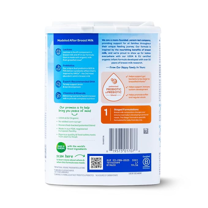 Happy Baby Organic Stage 1 Baby Formula, 22.9 OZ
