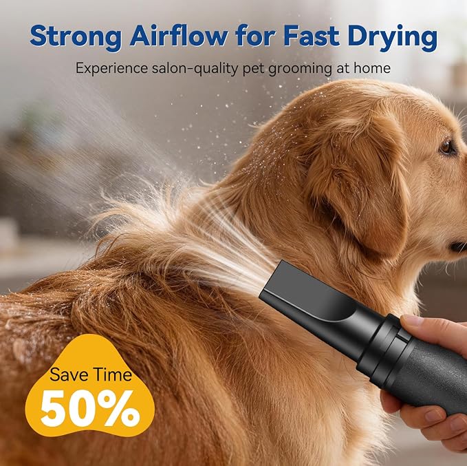 Dog Dryer, 2800W Dog Hair Dryer with Adjustable Speed and Heater, Professional Dog Blow Dryer with 4 Nozzles