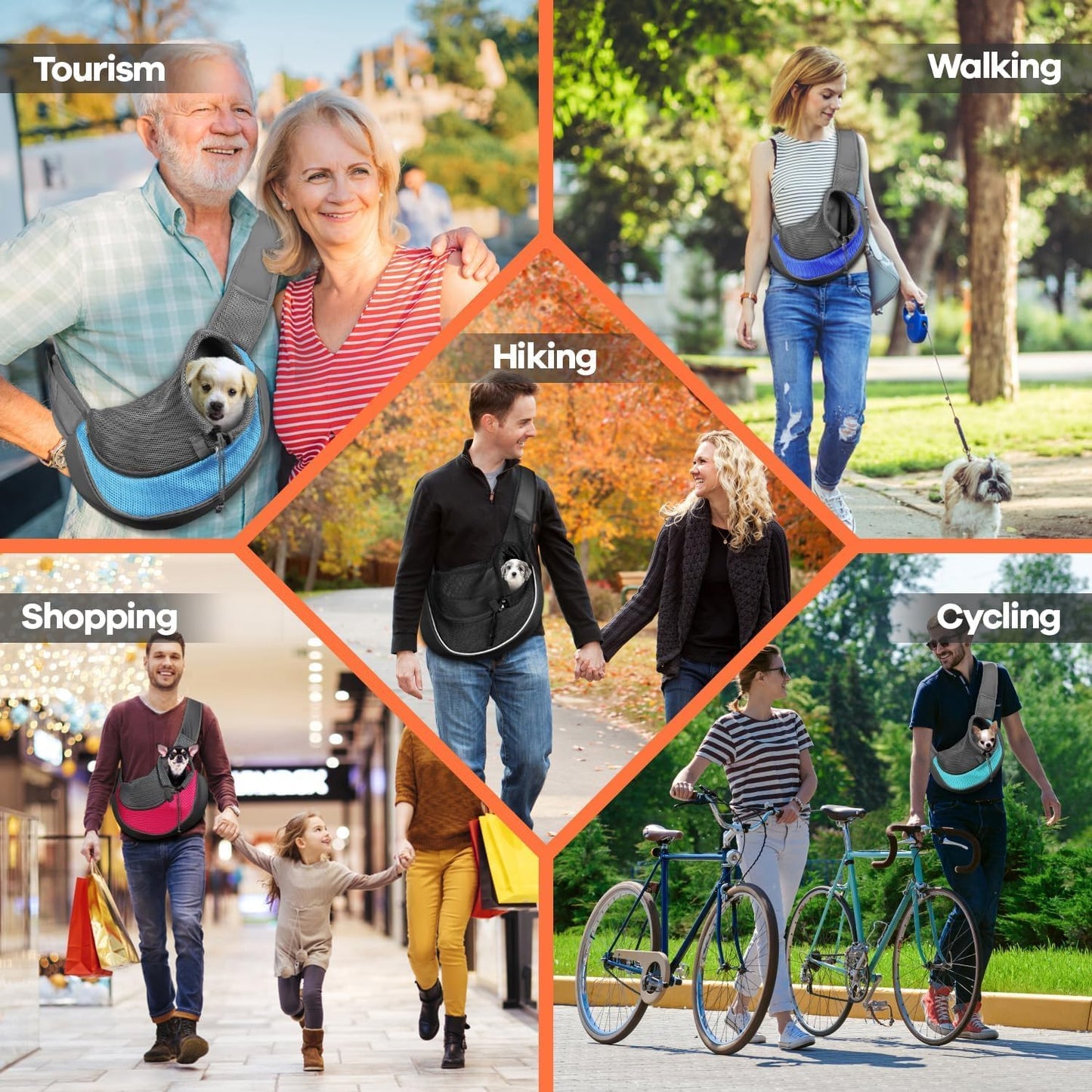 YUDODO Pet Sling Carrier for Small Dogs & Cats – Hands-Free Puppy Carrier with Safety Hook, Large Zipper Pocket, Soft Breathable Mesh, Adjustable Strap & Reflective Strip (Blue 1.0 S)