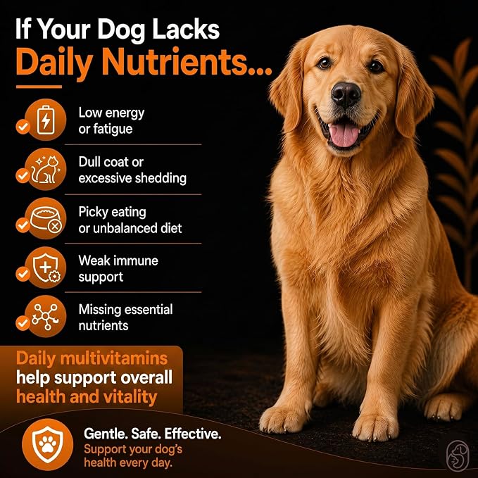 Dog Multivitamin Chews – Daily Dog Vitamins with 19+ Nutrients, Probiotics, Glucosamine & Omega Fish Oils – Supports Energy, Immune Health & Pet Wellness – Chicken Flavor, 120 Soft Chews