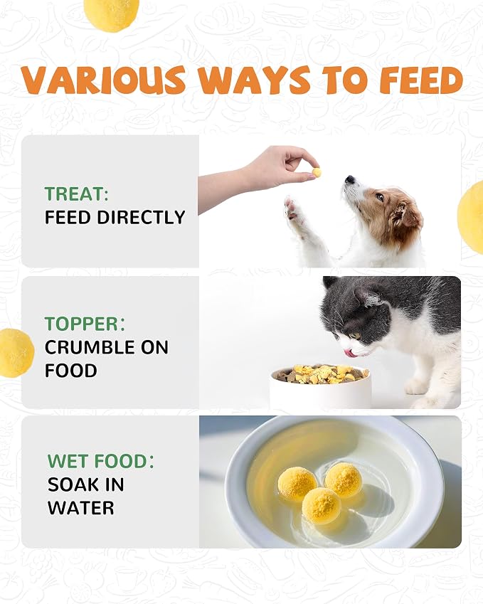PAWUP Freeze Dried Quail Egg Yolk Pet Treats, Freeze Dried Minnows Dogs Treats 100% Raw Single-Ingredient Healthy Training Rewards & Meal Toppers