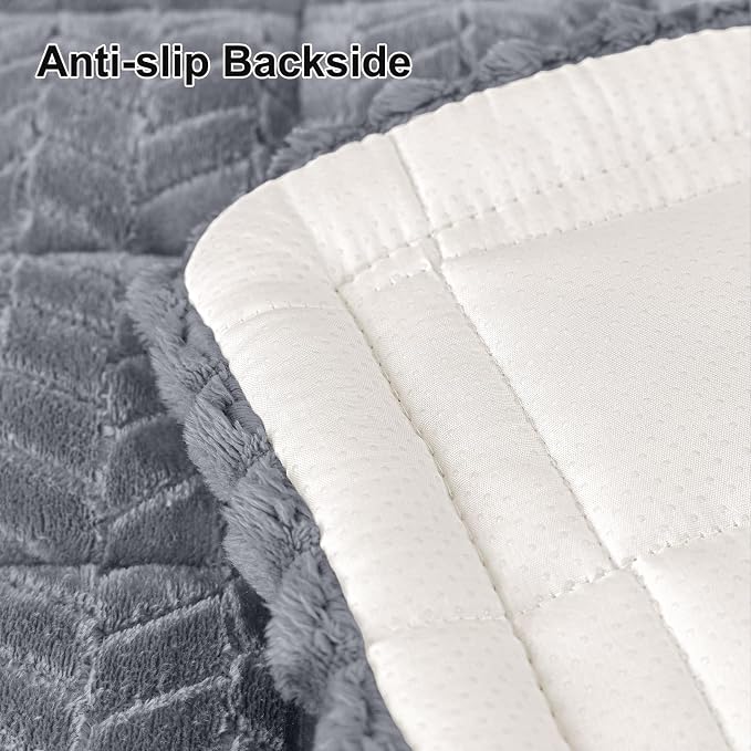 Smiry Couch Cover for Dogs, Non Slip Fuzzy Pet Sofa Covers Washable for 2 Cushion Couch, Soft Thick Furniture Protector for Cats Dogs, Against Fur, Dirt, Scratch Resistant (Grey, 27.6"x47")