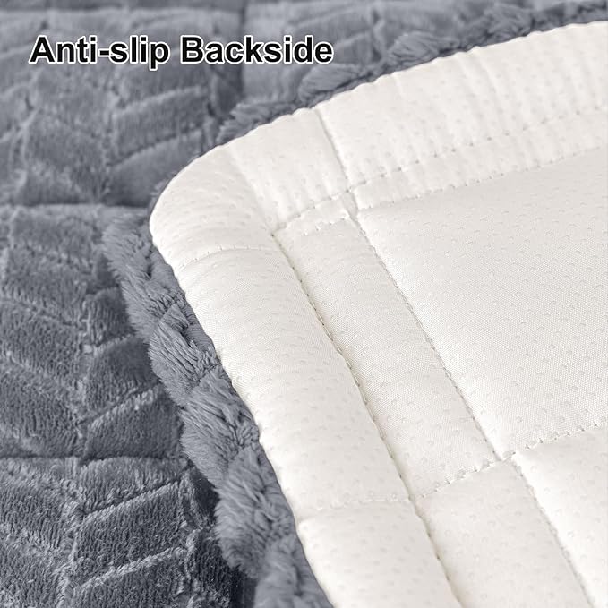 Smiry Couch Cover for Dogs, Non Slip Fuzzy Pet Sofa Covers Washable for 3 Cushion Couch, Soft Thick Furniture Protector for Cats Dogs, Against Fur, Dirt, Scratch Resistant (Grey, 35.4"x70.9")