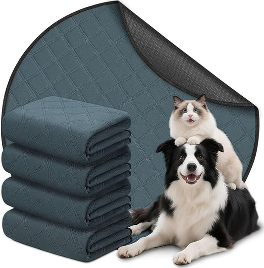 Siedihit Washable Reusable Pet Pee Pads, Absorbent Non-Slip Training Mat for Dog Cat Rabbit Puppy Kitten, Whelping Playpen Crate Bed Cage Home Indoor Outdoor (Large - 4pack, Round)