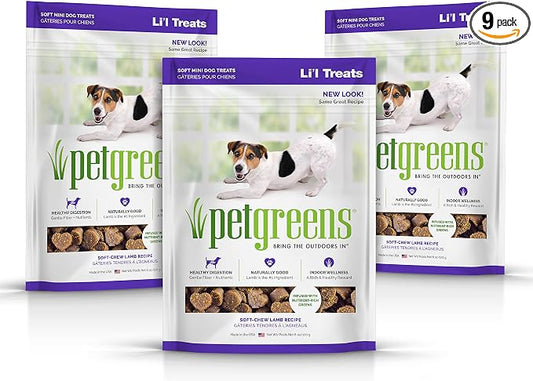Pet Greens 3 Pack of Soft-Chew Li'l Treats for Small Dogs and Puppies, Tasty Lamb, 6 Ounces Per Pack (3 Pack Tasty Lamb)