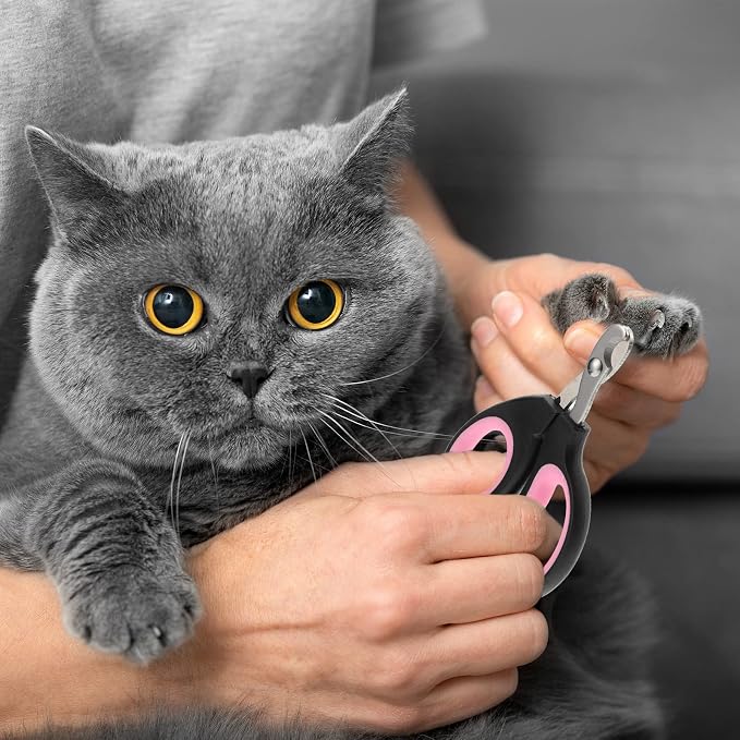 Therwen 12 Pcs Cat Nail Clipper Bulk Cat Nail Trimmer Kitten Claw Clippers Pet Nails Cutter Claw Care for Cats Kittens Bunny Puppy Rabbit Gatos Sharp Safer (Moon-Shaped,Multiple Colors)
