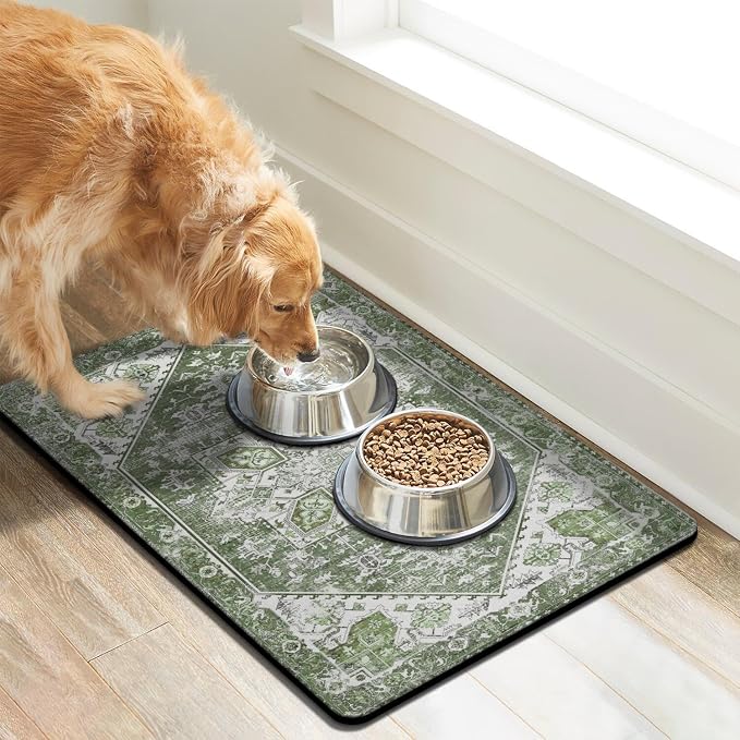 Dog Food Mats for Floors Absorbent, Pet Cat Food Mat - Non Slip Dog Bowl Mats for Food and Water Pet Supplies