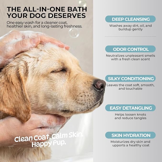 Probiotic Dog Shampoo and Conditioner with Ceramides NP & Vitamin E, Gentle Puppy Shampoo, Oatmeal Dog Shampoo for Allergies Dry Skin & Itch Relief, Hydrating & Odor Control, 17 oz(Pack of 2)