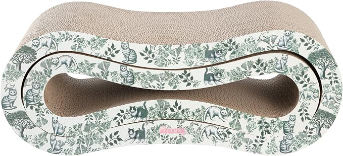 CSR1014F Suvi 26" Modern Cardboard Infinity 2-in-1 Lounge Bed Cat Scratcher with Catnip, Garden Cats