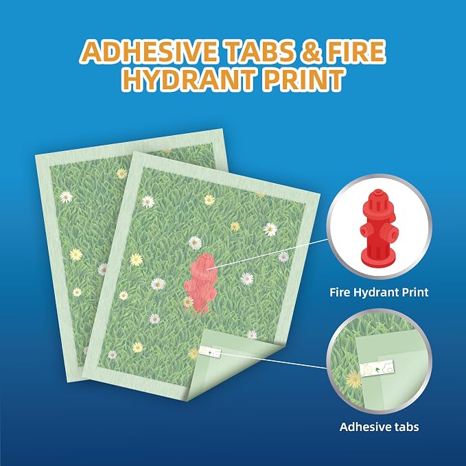 HONEYCARE Dog Training Pads with Grassfield & Fire Hydrant Printing丨Eliminating Urine Odor Puppy Pads 丨 XL Premium Dog Pee Pads (30Count, 28x34 inch)