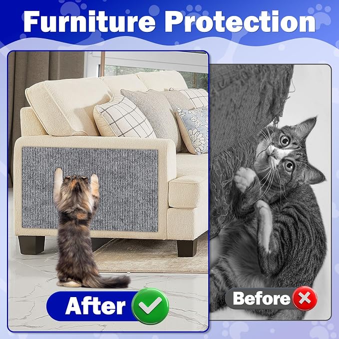 ENONCI 23.6x15.8 Couch Wall Corner Protection for Indoor Cats,Anti Scratch Furniture Protector from Cats Scratching,Trimmable Climbing Cat Scratcher Pad Play Mat Easy Use for Cat Board/Door/Carpet