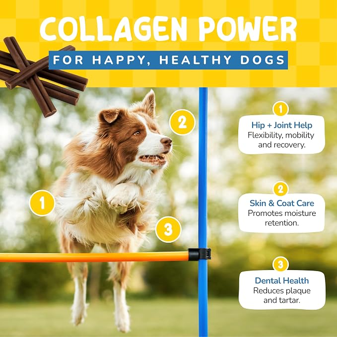 CHARLEY & ME Premium Collagen Sticks for Dogs - Long Lasting Dog Treats, Free Dog Chew Sticks - Hip & Joint Support, Healthy Skin, Shiny Coat - 100% Natural Beef - 6 Inches (Pack of 25)