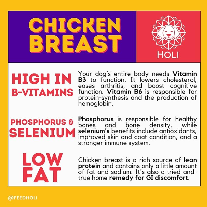 HOLI Freeze Dried Chicken Breast Dog Treats. Single Ingredient Freeze Dried Chicken Treats for Dogs. Healthy All Natural Dog Snack Made from 100% Breast Meat. High Value Training Treat. 1.75 oz