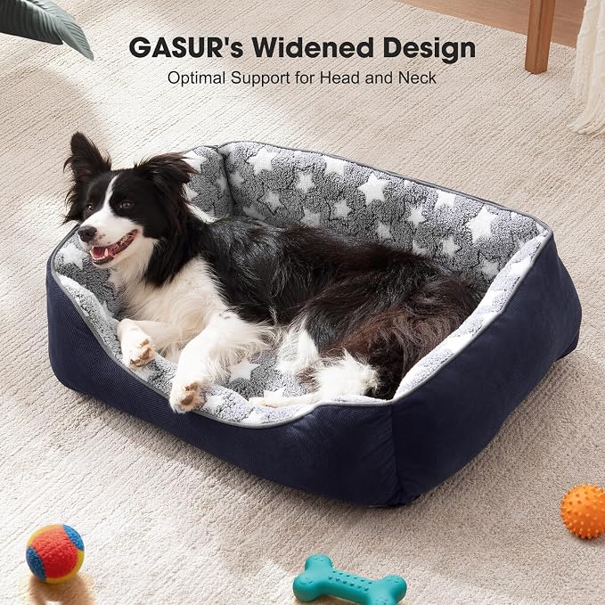 GASUR Dog Beds Small Medium Size, Small Dog Bed Washable, Orthopedic Pet Sofa Bed, Pet Cuddler Anti-Slip Bottom, Soft Calming Sleeping Warming Puppy Bed (S Plus (25"x 21"x 8"), Black)