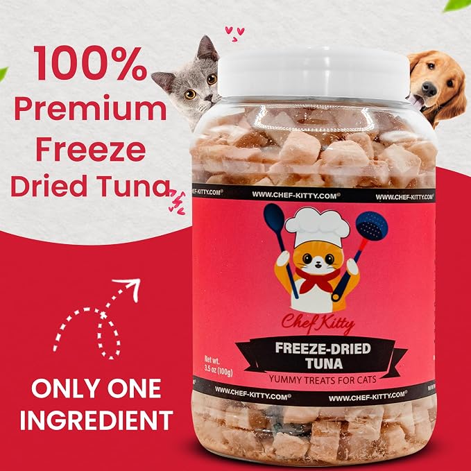 Tuna Cat Treats, 100% Wild Caught | Freeze Dried Dog Treats, High Protein | Grain-free, Single Ingredient Cat & Dog Food Toppers | No Additives or Preservatives | Inspected & Tested in USA | 8.5 oz