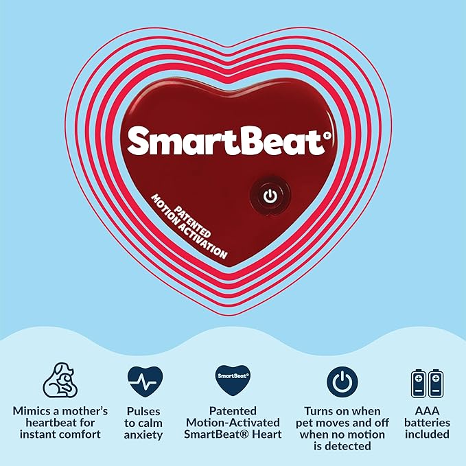 Snuggle Puppy Junior, Heartbeat Puppy Toy for Small Breeds, Smaller Plush Dog Toy with Real-Feel Pulse, Designed for Crate Use and Early Routines - Biscuit with 7 Overnight Heat Packs