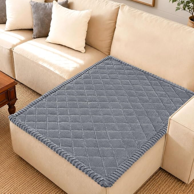 Smiry Couch Cover for Dogs, Non Slip Washable Pet Sofa Protector for Large Dogs, Cats, Fuzzy Plush Sofa Covers for Sectional Sofa, Against Fur, Dirt & Scratch Resistant, Grey, 43"×63"