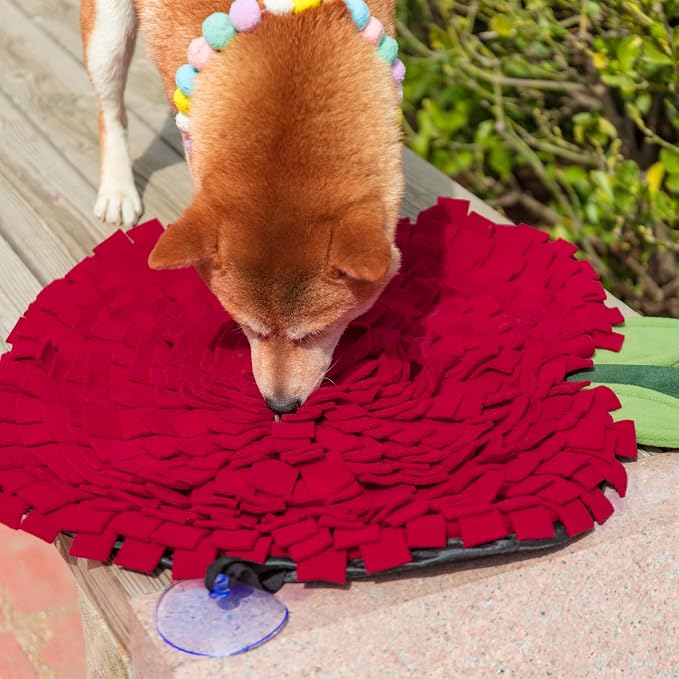 Snuffle Mat for Red Dogs Apple 22"×18" Large Washable Slow Feeder Interactive Puzzle Toy for Encourages Foraging Skills Stress Relief Boredom Buster for Small Medium Large Dogs Cats Pets