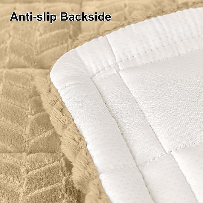 Smiry Couch Cover for Dogs, Non Slip Fuzzy Pet Sofa Covers Washable for 3 Cushion Couch, Soft Thick Furniture Protector for Cats Dogs, Against Fur, Dirt, Scratch Resistant (Khaki, 27.6" x 82.7")