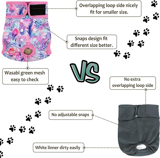 Washable Reusable Female Dog Period Diapers for Heat Doggie Puppy Diapers for Female Dogs, XL