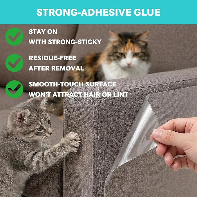 197"x17.7" Cat Anti Scratch for Furniture Protectors Thicken Vinyl Clear Cat Couch Protector from Cat Claws Dog Scratching Sofa Guard Tape Pet Scratch Deterrent Protection