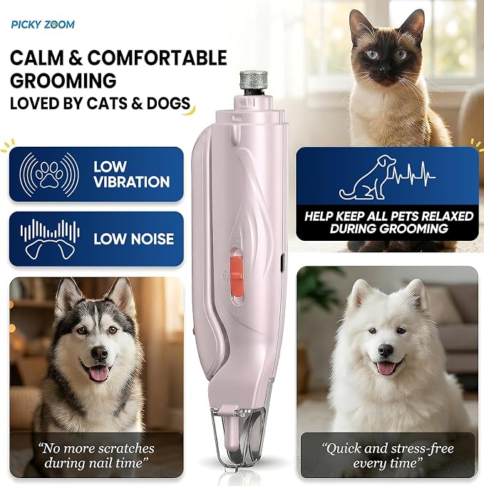 2-in-1 Dog & Cat Nail Clippers and Grinder with Light – Safety Guard to Avoid Overcutting, Sharp Blade, Painless Quiet Pet Nail Claw Trimmers, Professional Grooming Tool for Large Small Pets