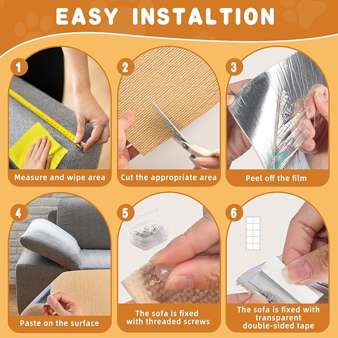 2pack Cat Scratch Couch Furniture and Wall Protector | Adhesive Cat Scratch Pad for Covering Cat Tower, DIY Climbing Cat Scratcher Couch Protector from Cat Claws Scratching (Beige)