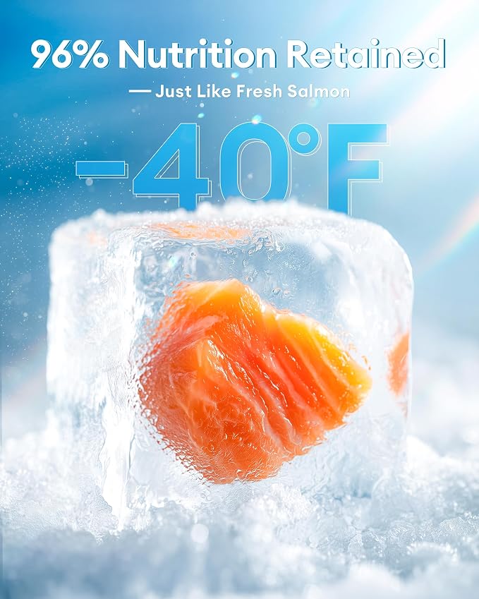 Freeze Dried Salmon Dog Treats - 100% Wild-Caught Single Ingredient, Whole-Cut Large Pieces –Grain-Free, High Protein Low Calorie, Omega-3 for Skin & Coat, Training Treats for All Dogs(4oz)