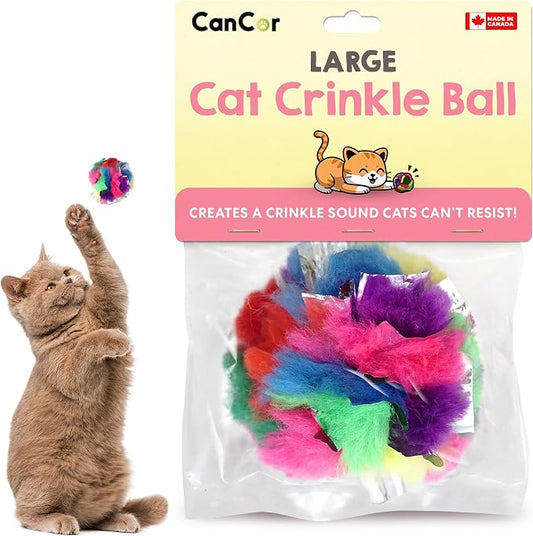 Large Cat Crinkle Ball 2.5 Inch | 1 Pack | Soft Lightweight Indoor Cat Toys with Durable Crinkle Build and Engaging Sound
