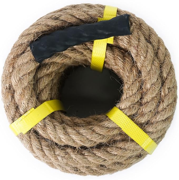 Aoneky Jute Rope - 1 inch 96 Feet Twisted Hemp Rope for Crafts, Climbing, Anchor, Hammock, Nautical, Cat Scratching Post, Tug of War, Decorate