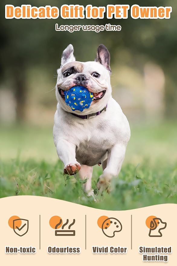 Moonorange 1.96'' Dog Balls for Dogs Aggressive Chewers Indestructible Tennis Durable Bouncy Interactive Dog Toy Balls for Fetch Game Floating Training(Blue Small)