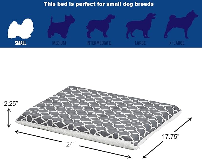 Midwest Homes for PetsQuiet Time Teflon Defender Dog Beds; Pet Beds Designed to Fit Folding Metal Dog Crates, Gray & White Geometric Pattern, 24-Inch