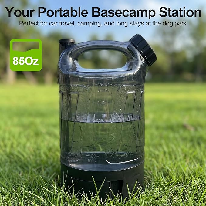 Portable Dog Travel Water Bottle 84 oz, Dog Camping Hiking Walking Beach Park Outdoor Essentials, Large Dog Water Bottle Bowl Dispenser, Leak Proof Pet Water Bottle for Dogs,