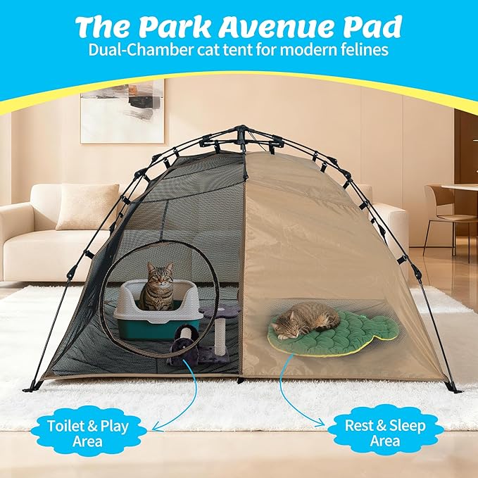 Quickup Pop Up Cat Tent for Outside, X-Large Catio & Cat Enclosure with Fish-Shaped Cat Mat, Portable Outdoor Cat Playpen for Multiple Cats, UV-Protected Cat House for Backyard Balcony Camping