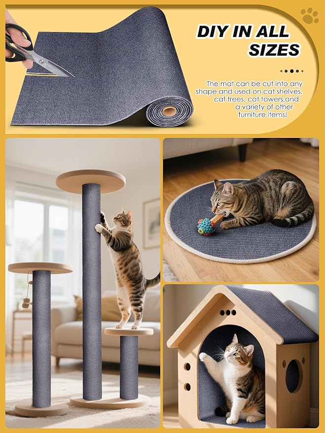 2PCS 39.4"x15.8" Cat Scratch Furniture Protector - Dark Gray | Less claw damage, easier scratch-zone setup, worn post refresh, cleaner couch corners, softer look for cat homes