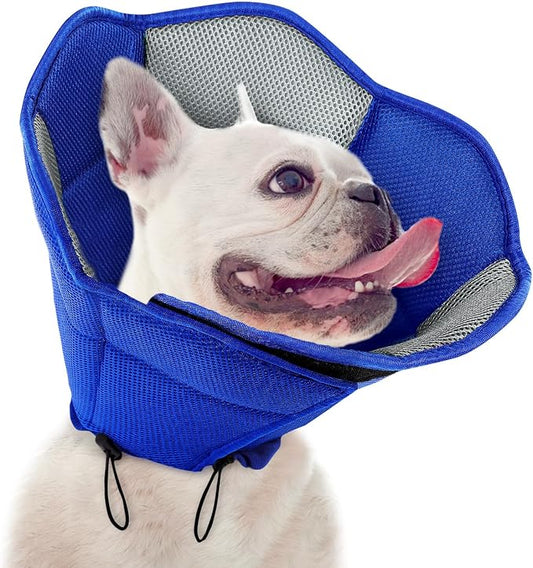 Dog Cone - Soft Cone for Dogs to Stop Licking, Pet E-Collar Alternative After Surgery, Adjustable Pet Recovery Collar for Wound Healing, Blue Small