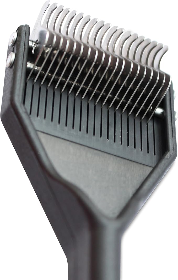 Mars Coat King Dematting Undercoat Grooming Rake Stripper Tool for Dogs and Cats, Stainless Steel with Plastic Handle, Made in Germany, 19-Blade Extra Fine