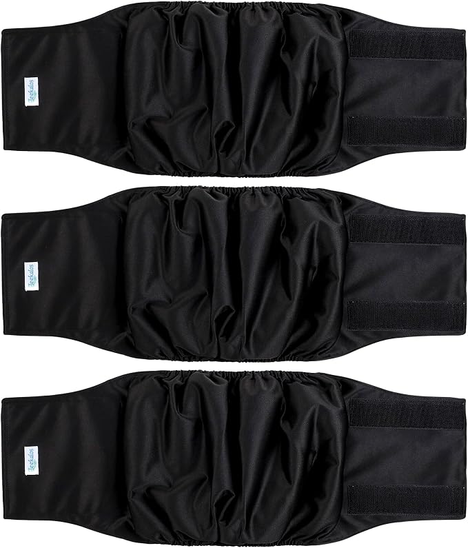 Leekalos Male Dog Diapers (3 Pack), High Absorbing Dog Belly Bands for Male Dogs, Washable Reusable Dog Male Wraps (Large)