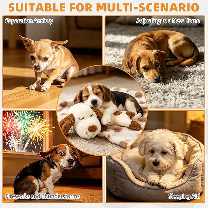 KOOLTAIL Heartbeat Puppy Toy for Dogs, Calming Comfort Cuddler Pillow Anxiety Relief & Sleep Aid, Ultra-Soft Plush Breathing Stuffed Animal Enrichment Toy, Crate Kennel Training Essential for Puppy