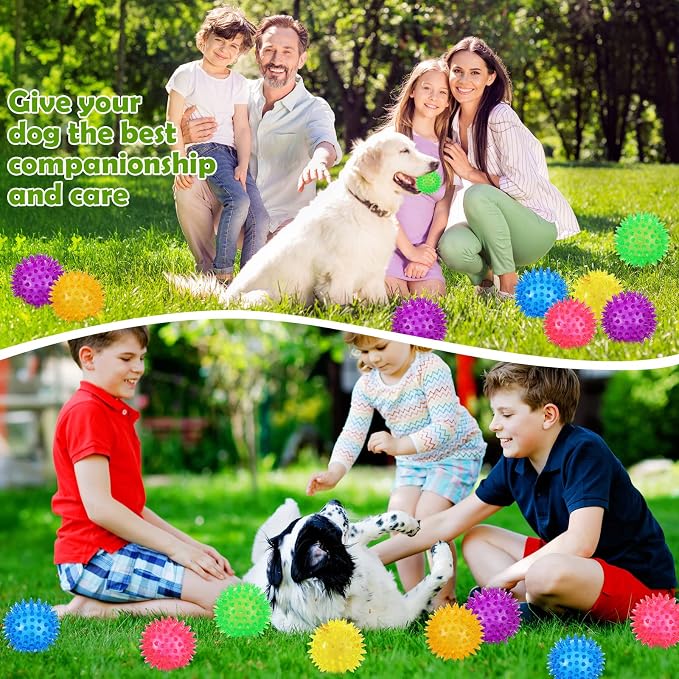 Jerify 60 Pieces 2.56 Inches Squeaky Balls for Dogs Small Spiky Dog Ball Fetch Rubber Balls Puppy Spikey Ball Dog Chew Toys Christmas Small Pets Clean Teeth and Training, Multicolor